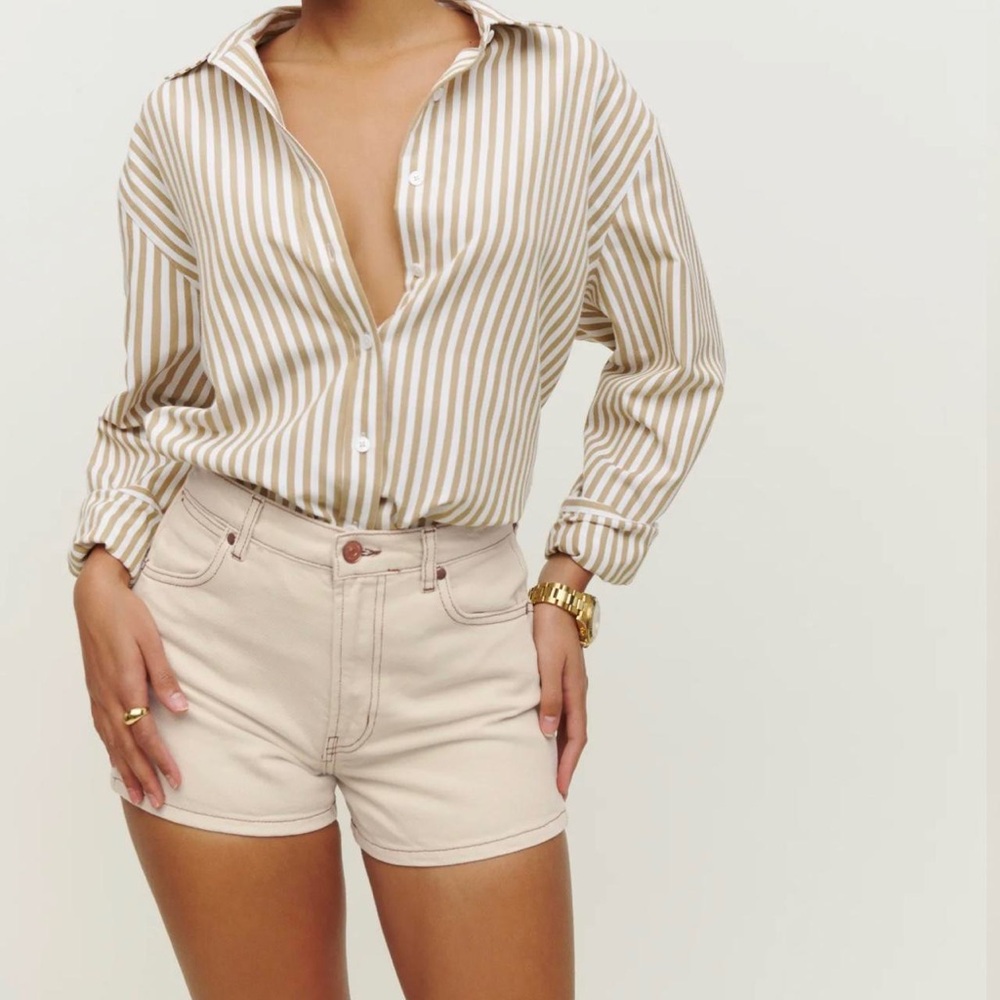 Reformation cowboy high rise jean shorts